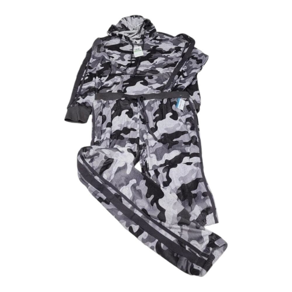 Dkny Grey and‎ white hooded super soft pajamas size large new!!